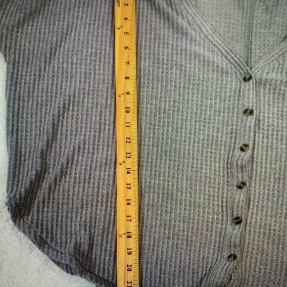 Gray V-Neck Button-Up Women's Sweater - Picture 7 of 8